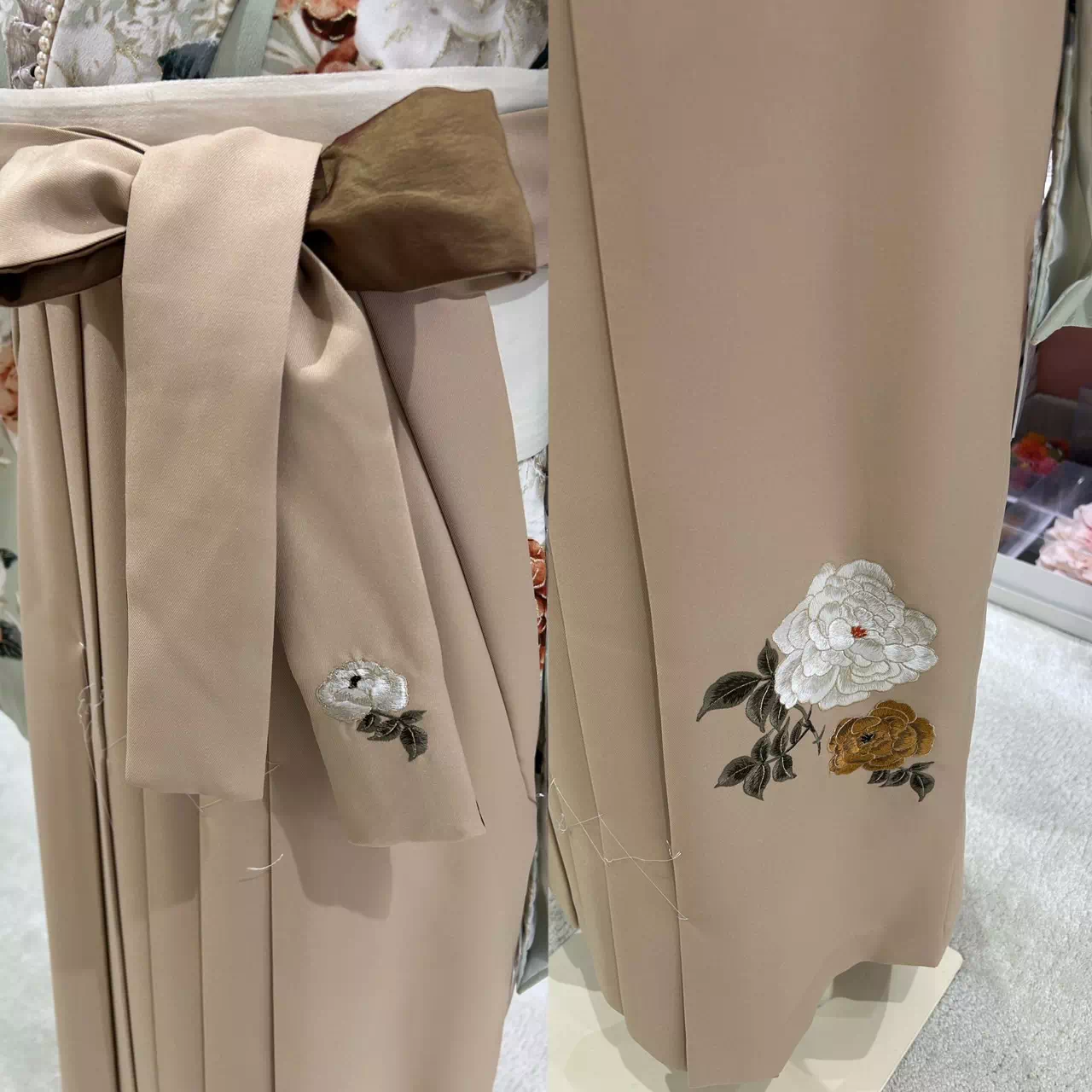 TAKAZEN姫路店　姫路市　成人式　卒業式　袴　振袖　イマドキ振袖　くすみ袴　刺繍入り袴　ベージュ袴