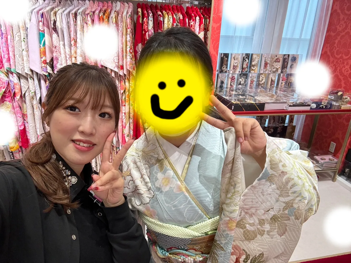 成人式　振袖　梅田　水色