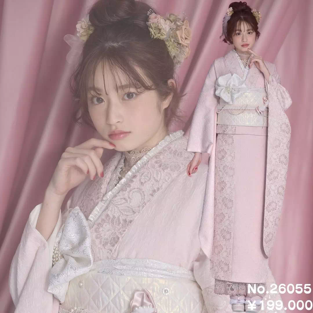 TAKAZEN姫路店　姫路市　成人式　卒業式　袴　振袖　イマドキ振袖　キラキラ　ヘップバーン　　ブラックレーベル　ドット柄　スカート