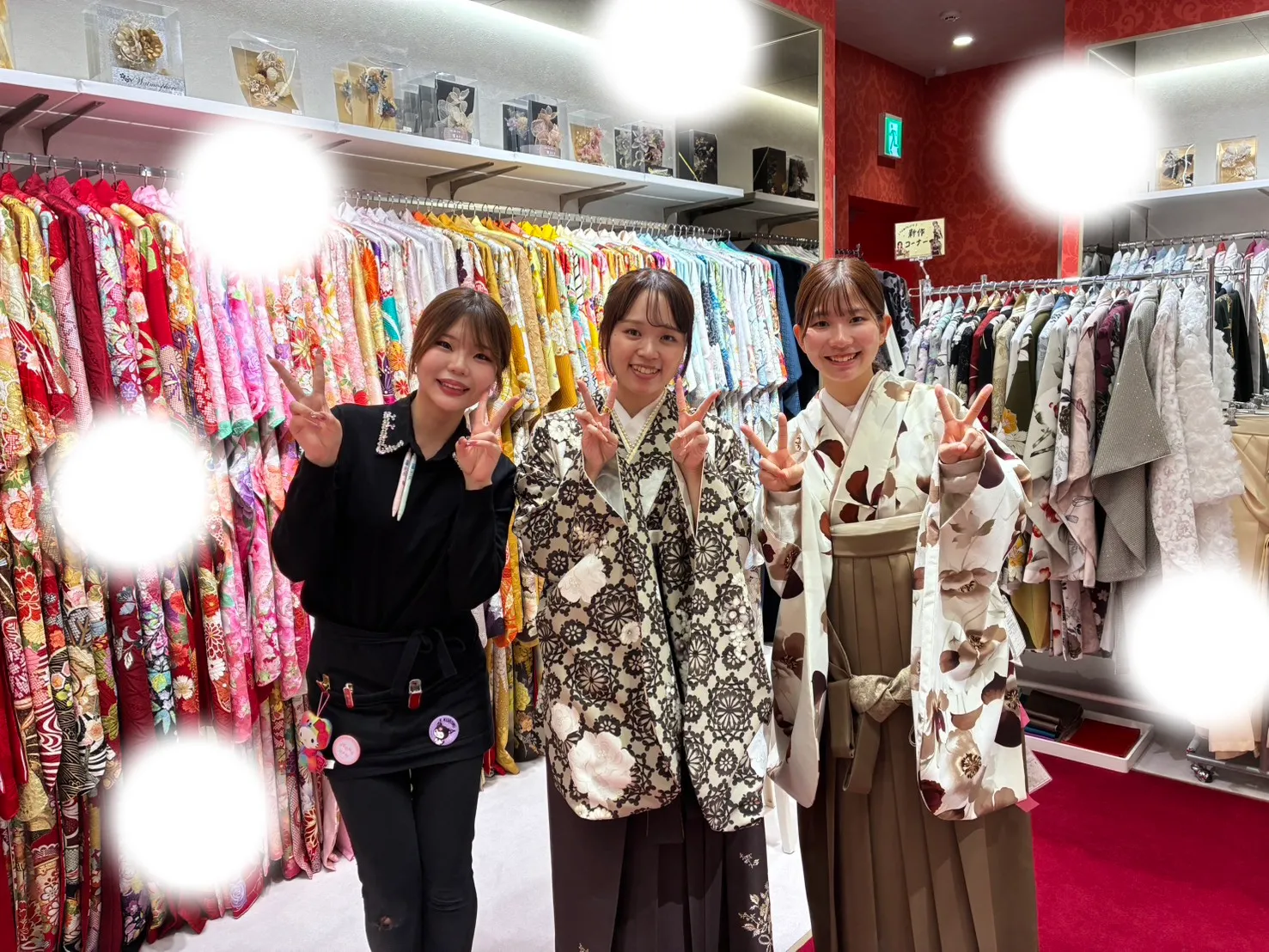 卒業式　袴　レンタル　梅田　友達同士　くすみカラー　イマドキ　茶色