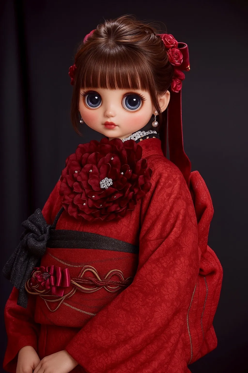 成人式　振袖レンタル　TAKAZENオリジナル　AI加工　ブライス人形　かわいい　ローズ