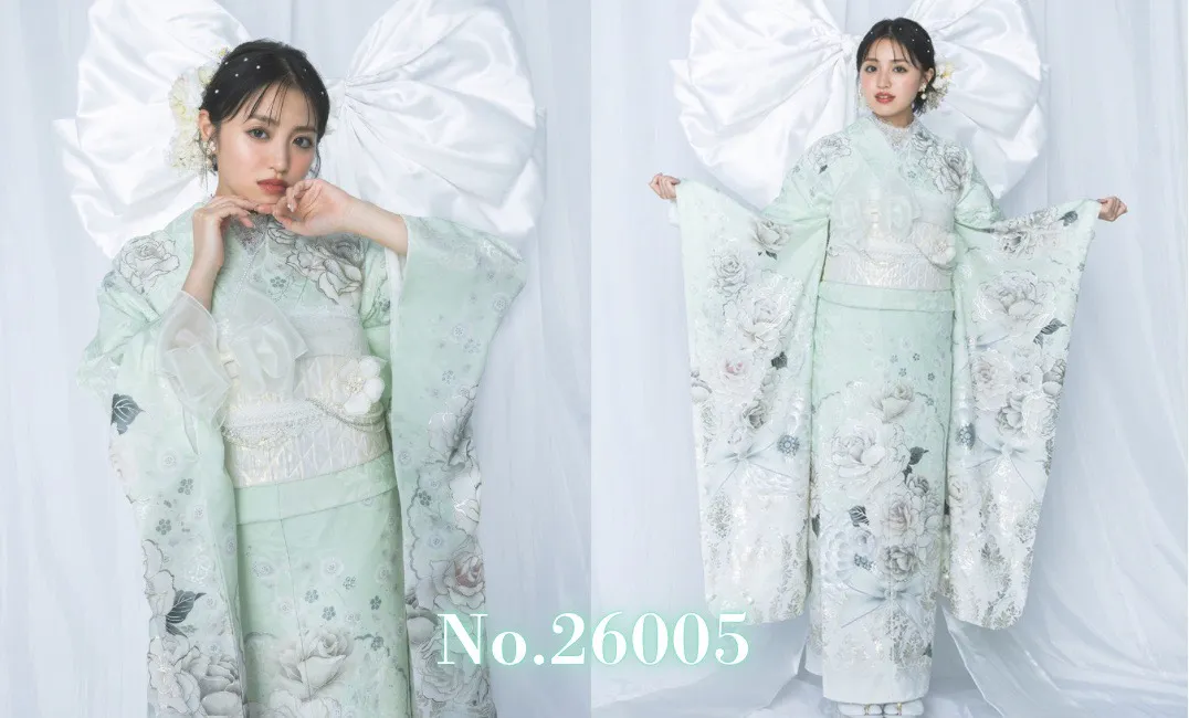 振袖レンタル　奈良　橿原　かわいい　おしゃれ　個性派　かわいい　かっこいい　くすみ　イマドキ　ミントグリーン　被りたくない