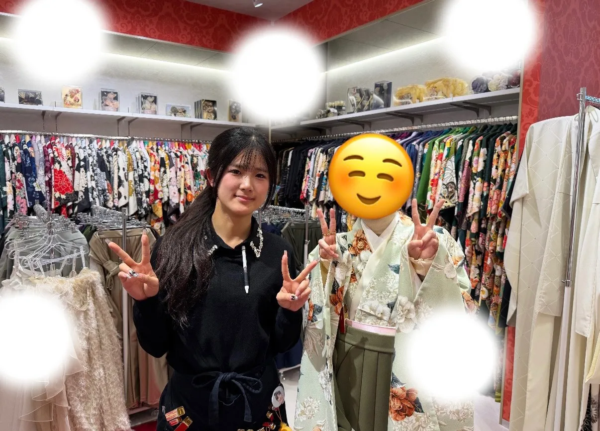 成人式　卒業式　TAKAZEN 袴レンタル　緑　くすみ