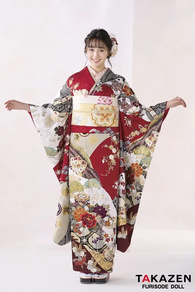 成人式　前撮り　梅田　かわいい　赤　古典