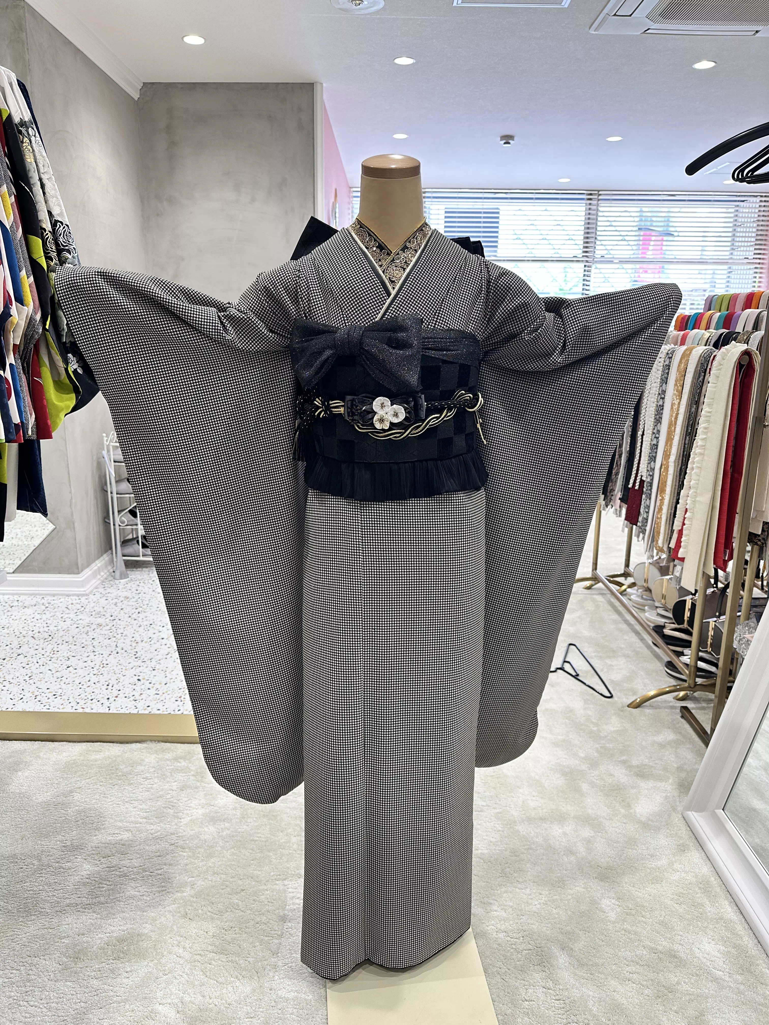 TAKAZEN姫路店　姫路市　卒業式　袴　チェック　チョーカー　リボン　黒　