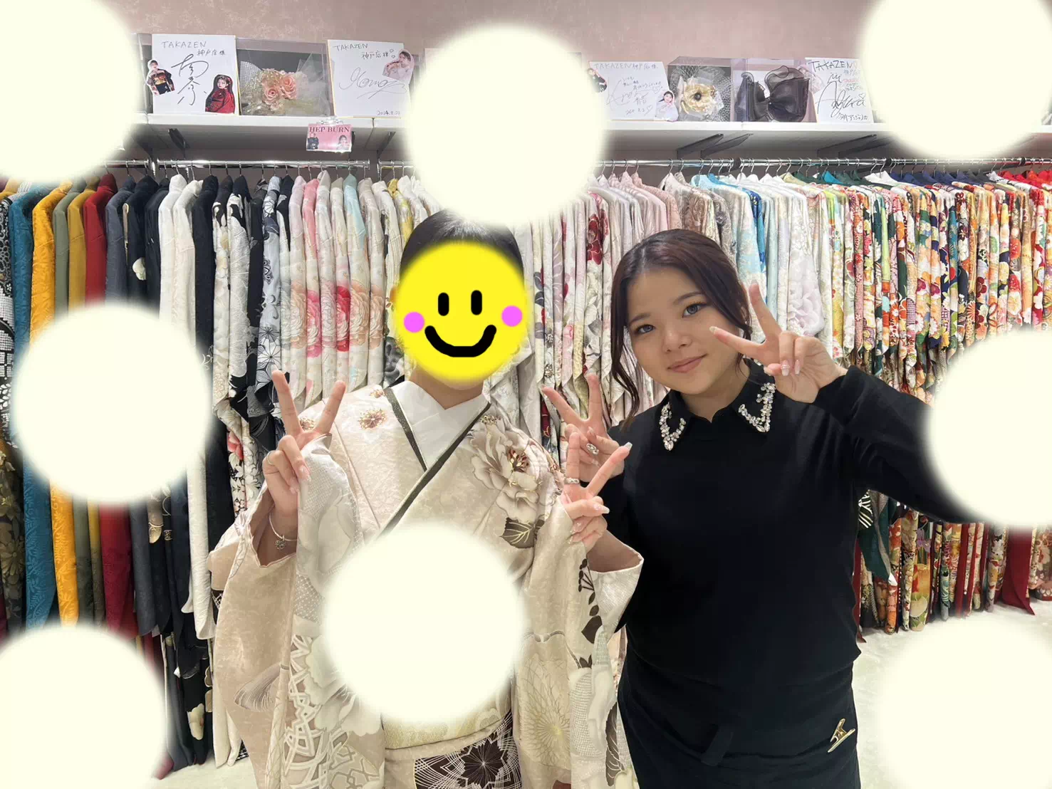 TAKAZEN神戸旧居留地店　前撮り撮影会　イマドキ　カワイイ　コディネート　振袖　レンタル　2回目　ブラウン