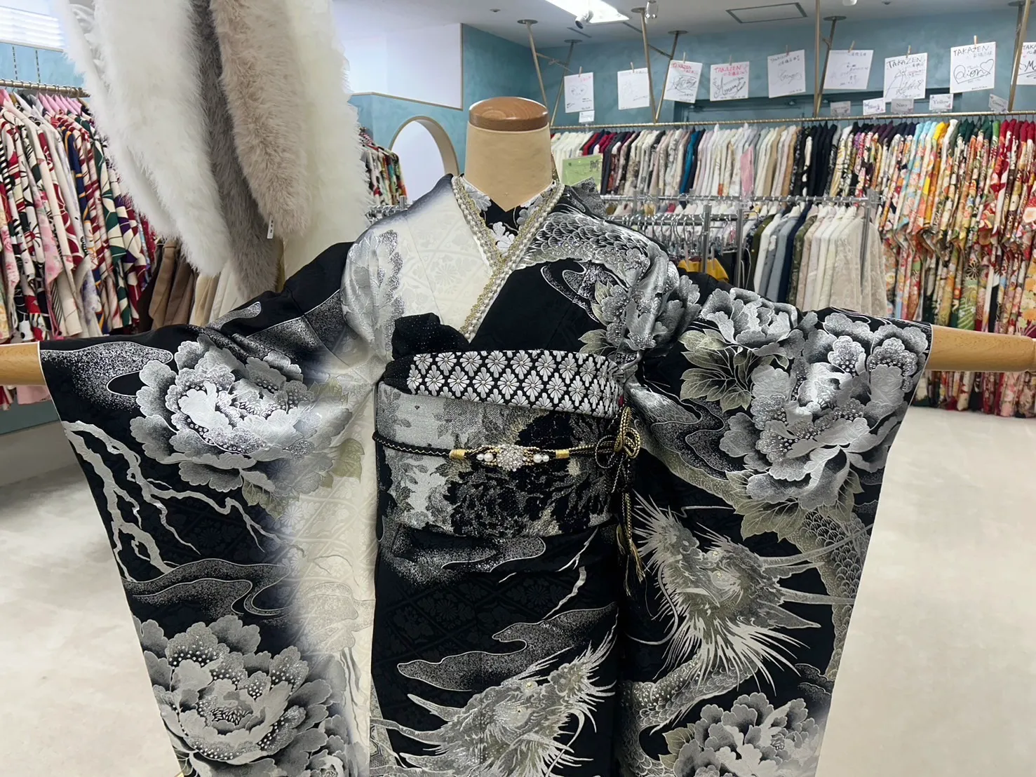 ジャパンモード　黒/シルバー(銀色)　本物龍柄一番人気　目立つ　オリジナル　派手　ギラギラ　いかつい　今井アンジェリカ