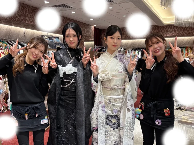 振袖レンタル　シュシュ　かわいい　リボン　黒　