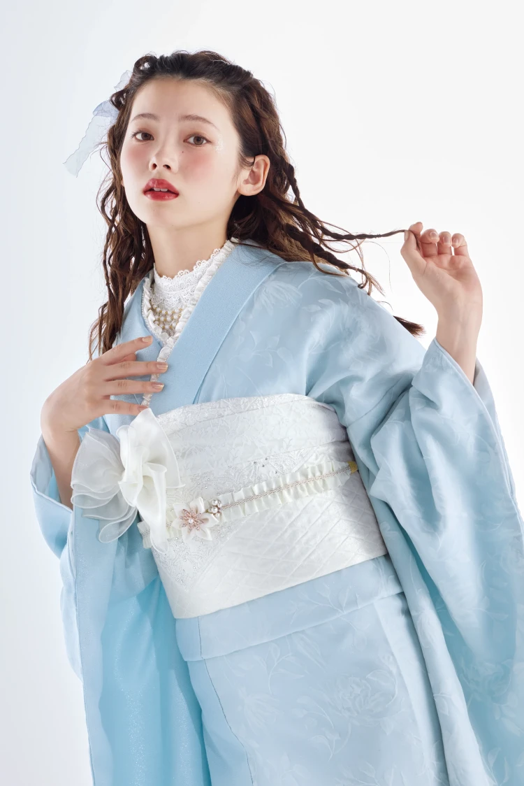 成人式振袖レンタル　ヴィンテージスタイル　きれいめ　フロッキー生地