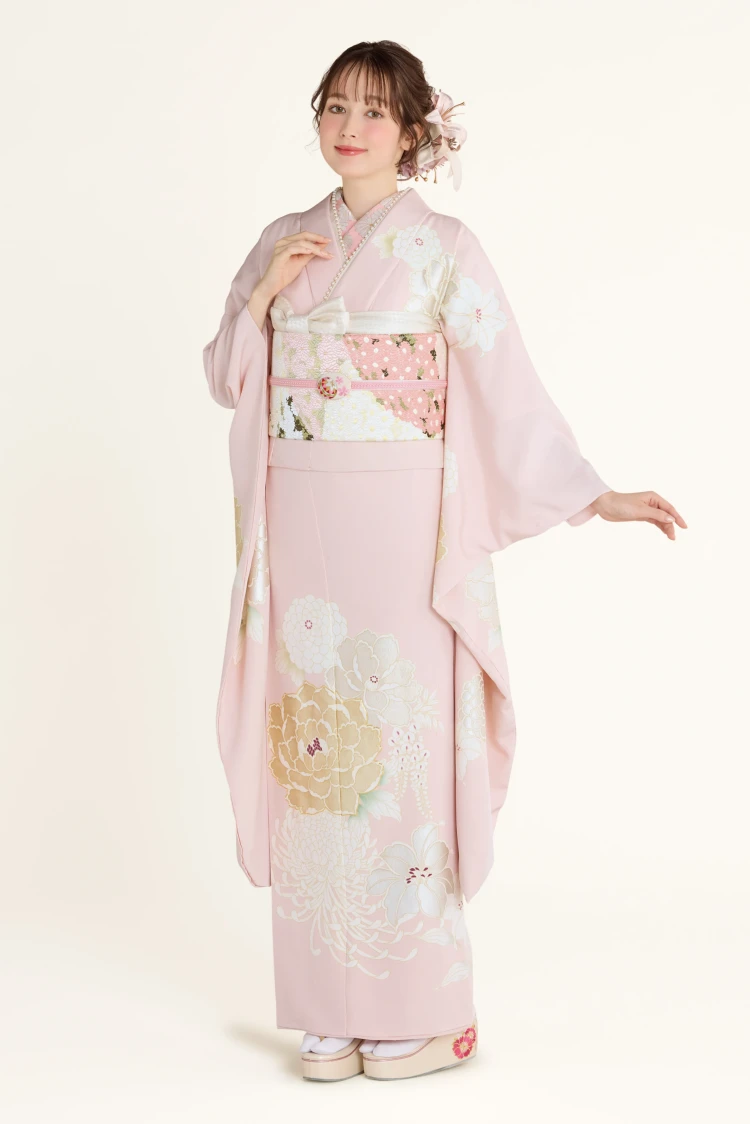 成人式振袖レンタル　正統派古典　はんなり　上品　ピンク