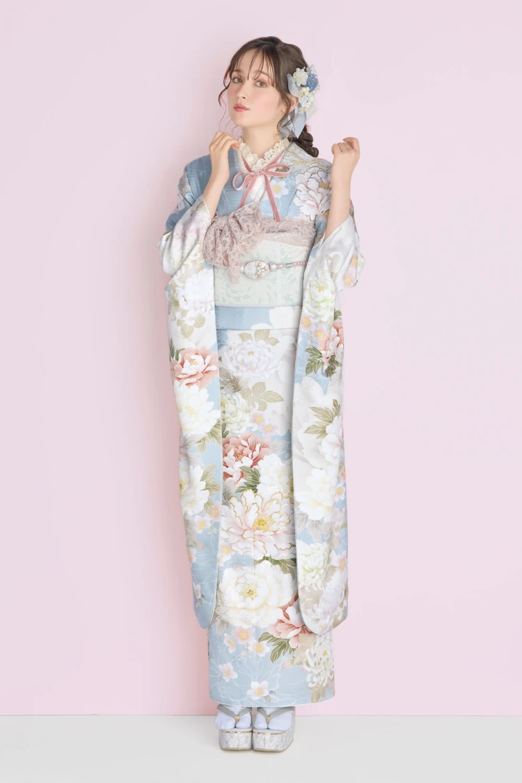 成人式振袖レンタル　くすみカラー　かわいい　淡い色