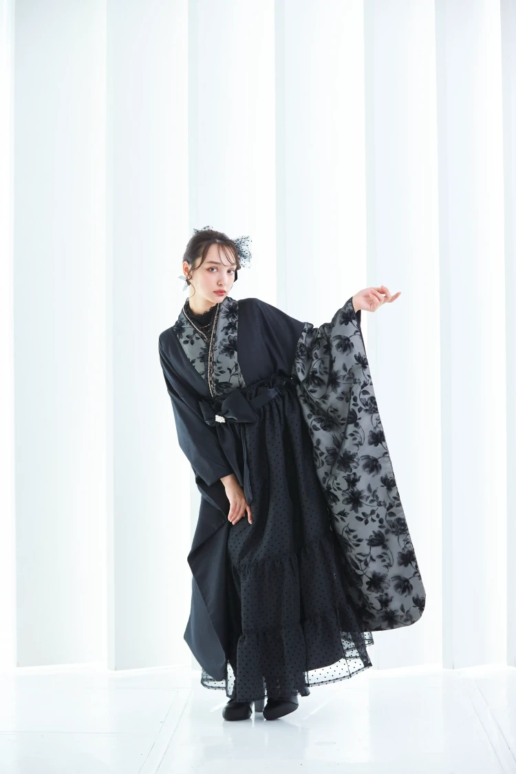 卒業式袴レンタル ヴィンテージスタイル袴 ドレス袴黒