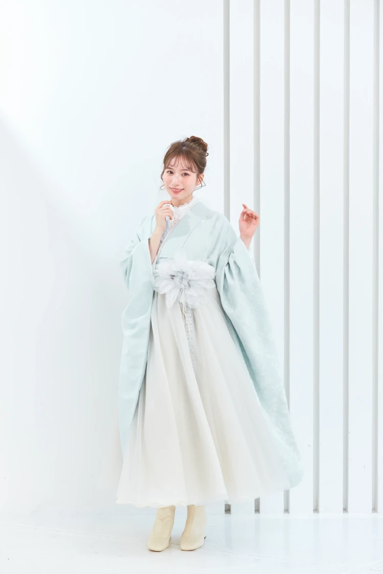 卒業式袴 レンタル ヴィンテージスタイル 水色 きれいめ
