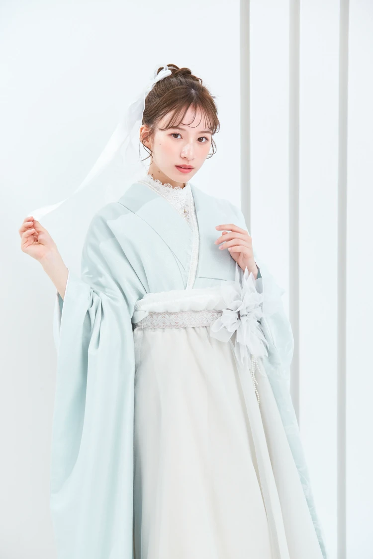 卒業式袴 レンタル ヴィンテージスタイル 水色 きれいめ