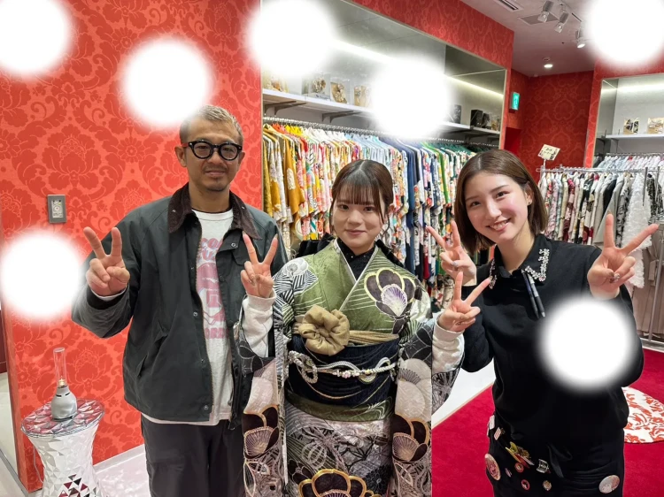 成人式　振袖レンタル　中村里砂　古典　緑色　可愛い