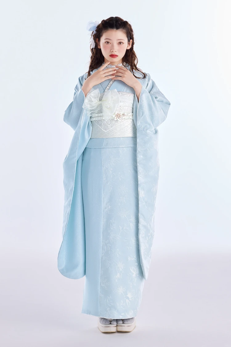 成人式振袖レンタル　ヴィンテージスタイル　きれいめ　フロッキー生地