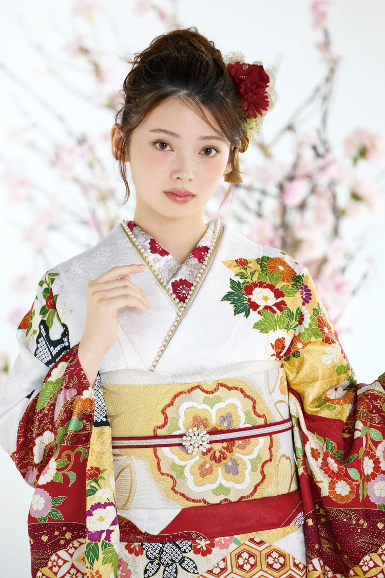 成人式振袖レンタル 吉澤織物 高級古典 白赤