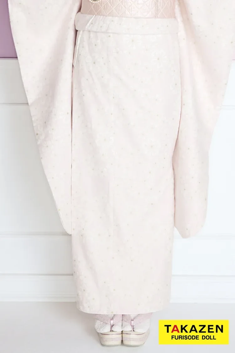 TAKAZENのレンタル振袖 最新作ヘップバーンキュート　ピンク　リボン付き　オーガンジー/レース　一番かわいい　ガーリー　レースインナー　洋風　姫系　周防ジゼル【通販可】27013