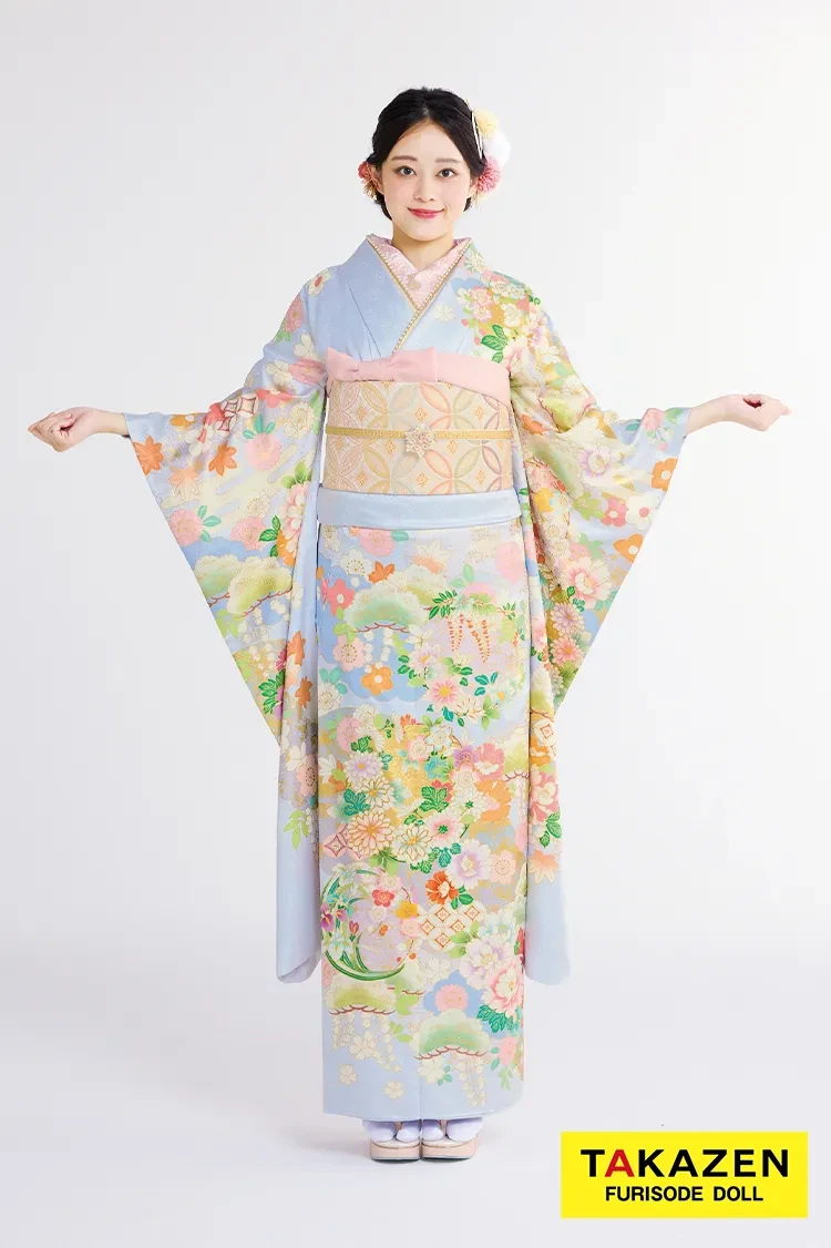 TAKAZENのレンタル振袖 最新作高級古典 赤/赤地 御所車/雲取 吉澤織物 吉祥の晴れ着田中優子の世界 かわいい はんなり 綺麗 上品 佐藤不二子【通販可】27042