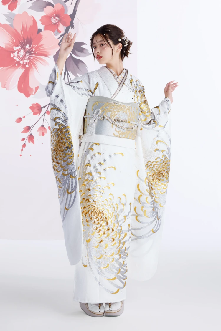 成人式振袖レンタル 粋古典 乱菊柄 白金