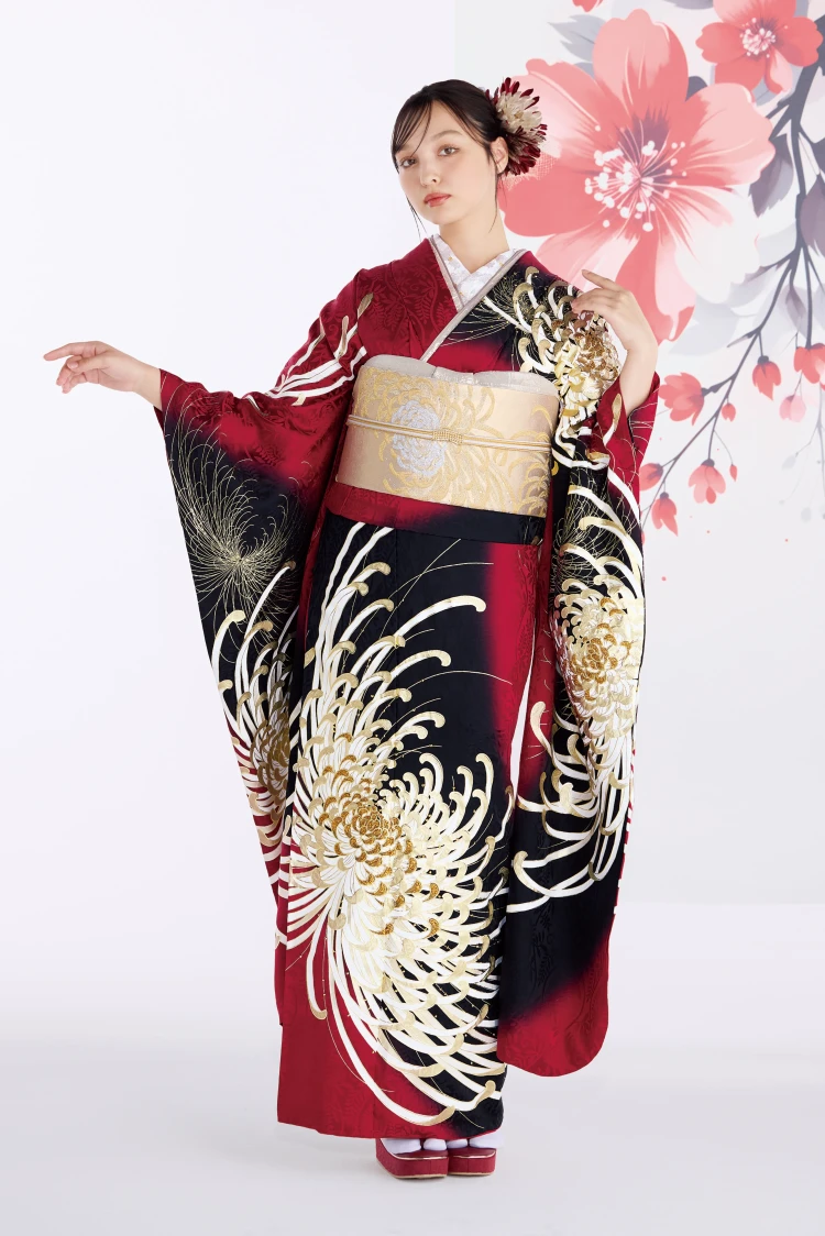 成人式振袖レンタル 粋古典 乱菊柄 赤