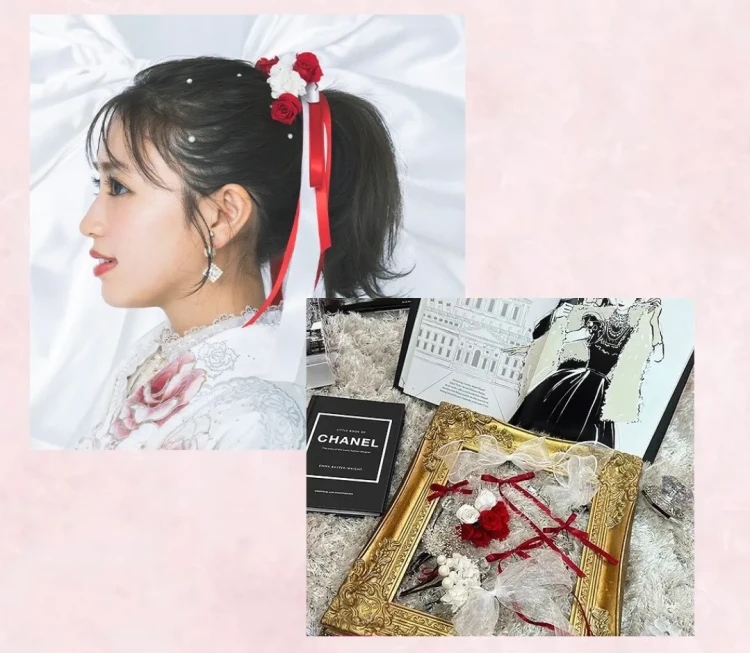 成人式　振袖レンタル　大阪　梅田　人気　髪飾り　かわいい　赤　白　オリジナル