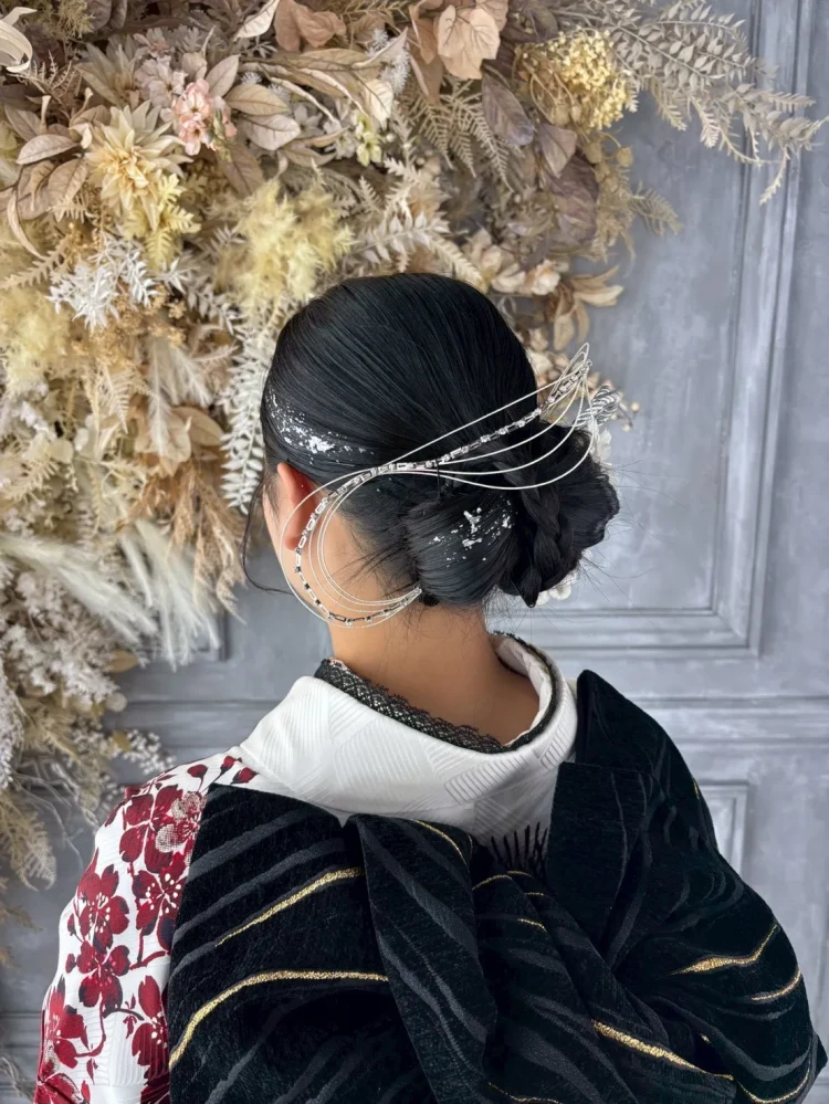 成人式　前撮り　梅田　成人式ヘアアレンジ　シニヨン