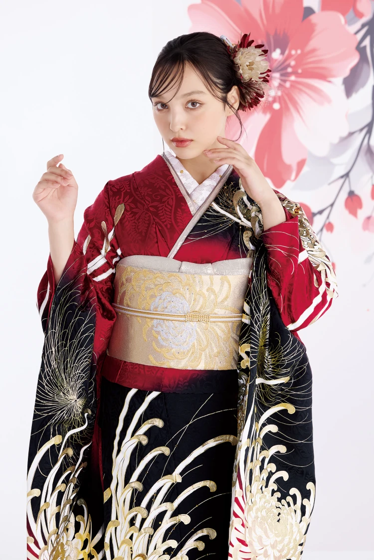 成人式振袖レンタル 粋古典 乱菊柄 赤