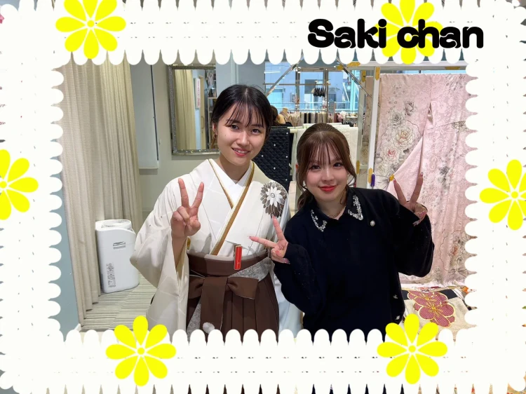 卒業式　袴レンタル　大阪　堺　ヴィンテージ　シンプル　白　ブラウン