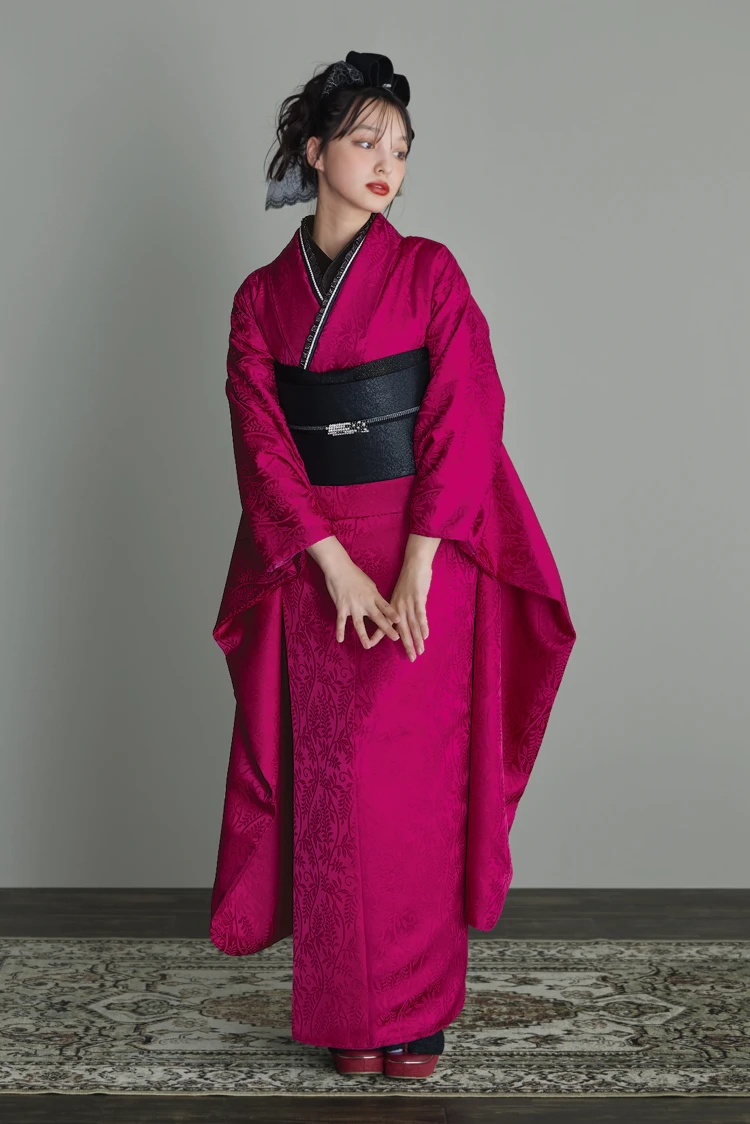 成人式振袖レンタル　ヴィンテージスタイル　きれいめ　シンプル　無地