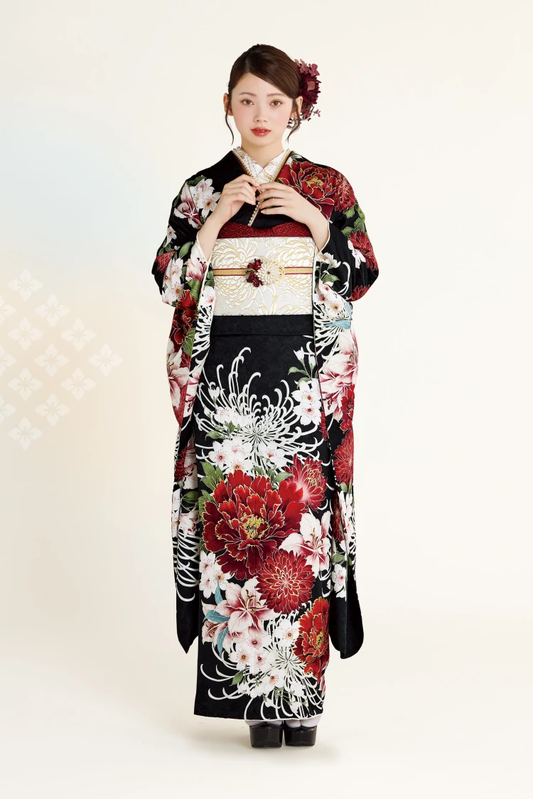 成人式振袖レンタル　正統派古典　はんなり　上品　黒地