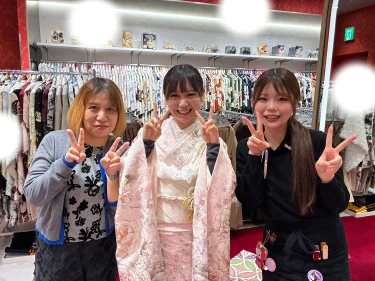成人式　振袖レンタル　梅田　コスメカラー　ピンク　オリジナル　キラキラ
