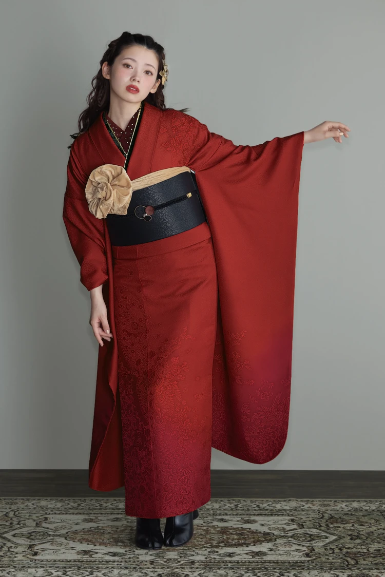 成人式振袖レンタル　ヴィンテージスタイル　きれいめ　シンプル　無地