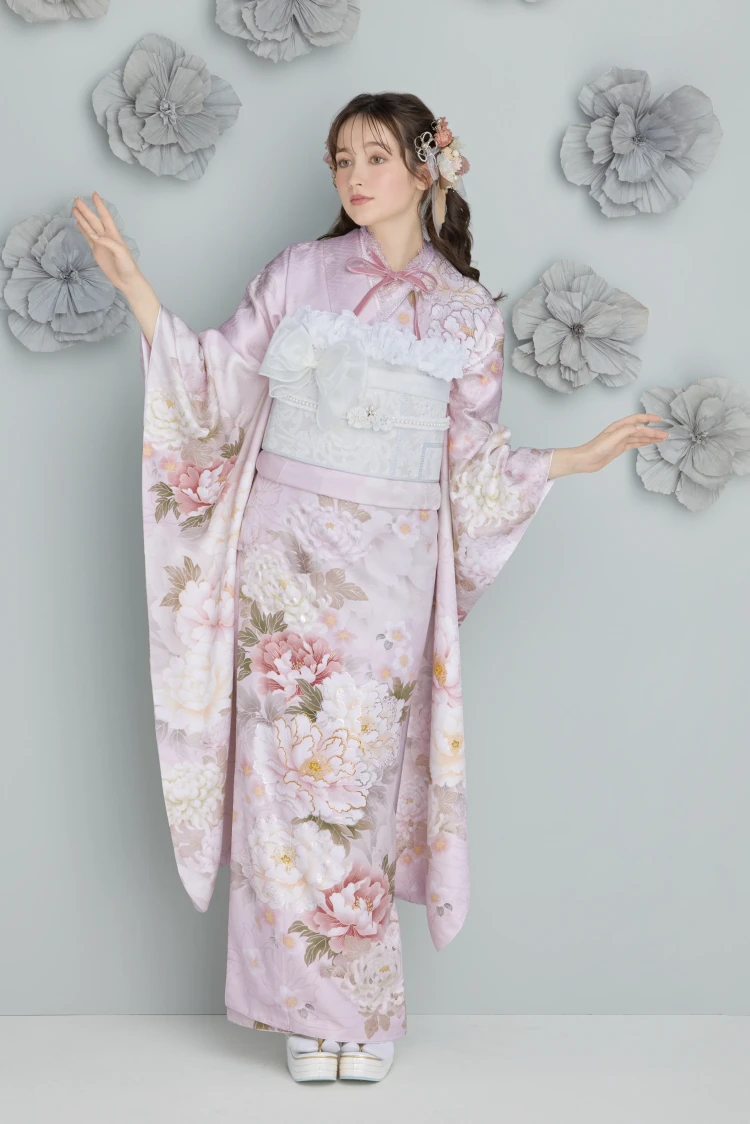 成人式振袖レンタル　くすみカラー　かわいい　淡い色