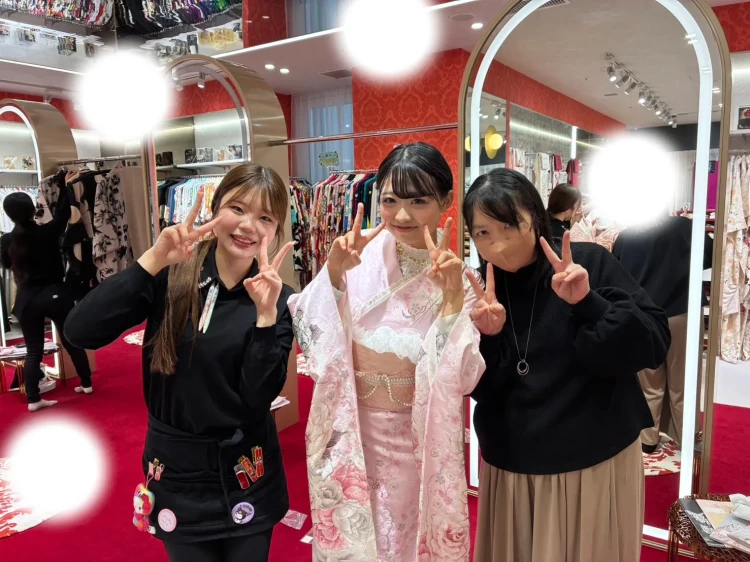 成人式　振袖　レンタル　大阪　ピンク　キラキラ　フリル　リボン