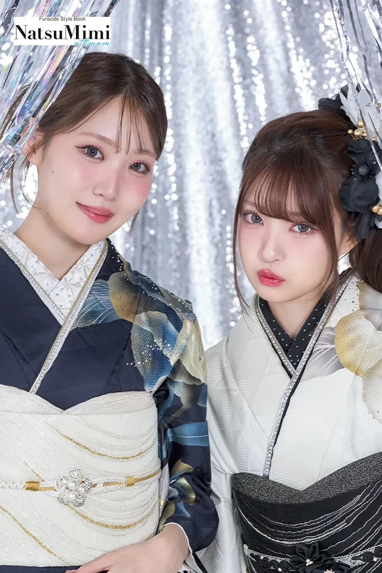 TAKAZENのレンタル振袖 NatsuMimiブランド振袖 白/青 MODE系 クール きれいめギャル 大人っぽい 大柄【通販可】K1279