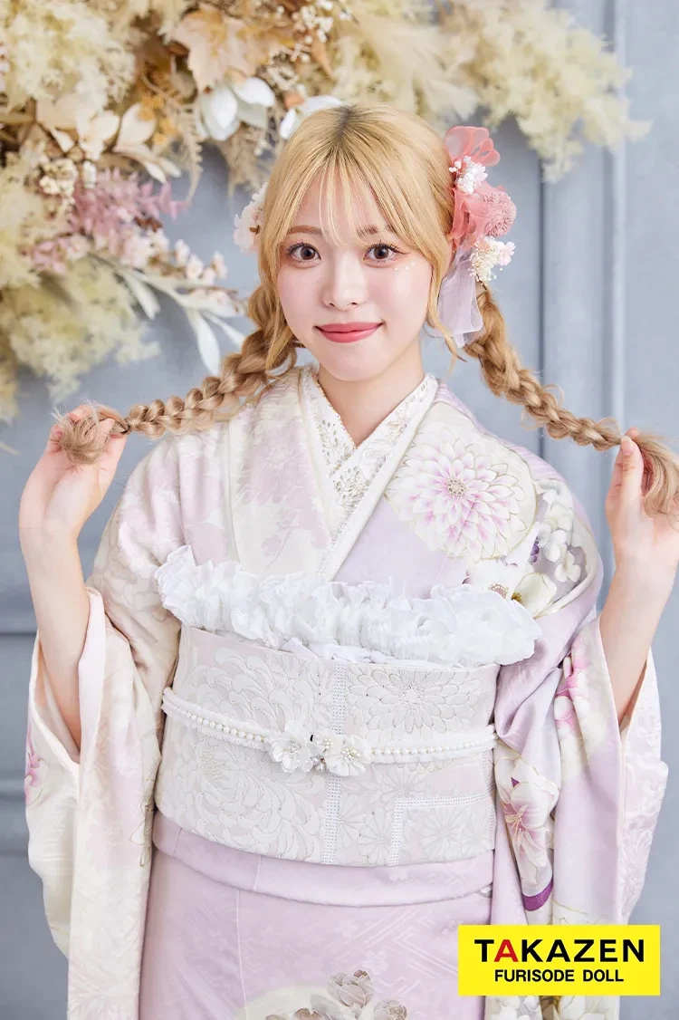 TAKAZENのレンタル振袖 安い！玉城ティナ×紅一点ブランド振袖　くすみピンク　おしゃれ　かわいい　古典柄　いまどき【通販可】K292