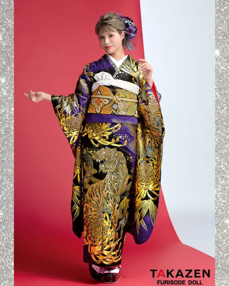 TAKAZEN神戸旧居留地店　成人式　振袖レンタル　カッコイイ　渋い　虎柄　
