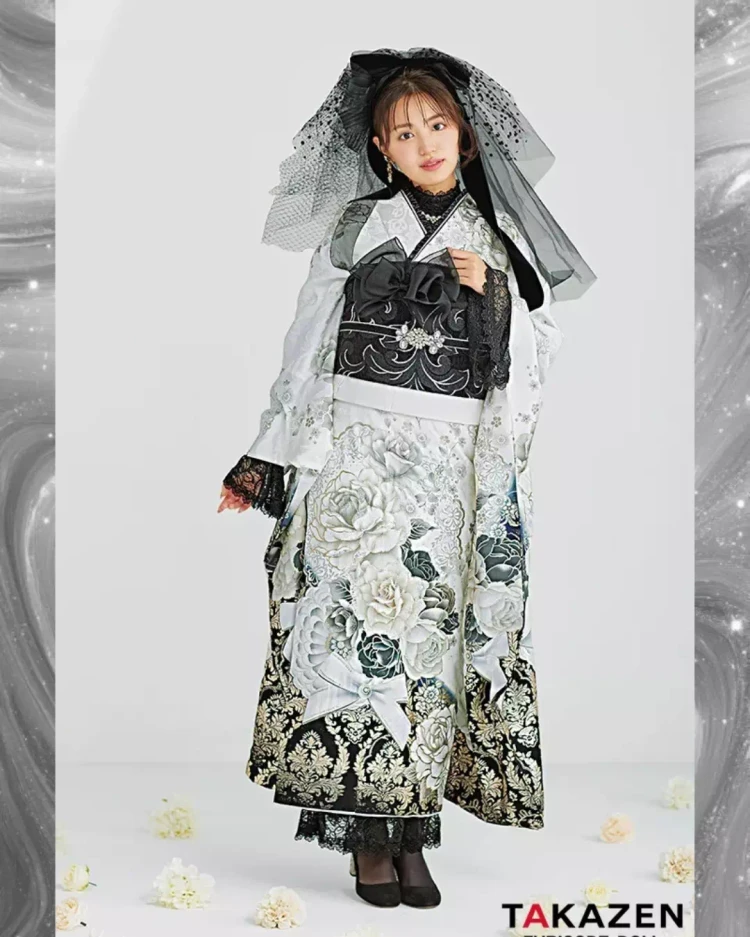 TAKAZEN神戸旧居留地店　成人式　振袖レンタル　カワイイ　イマドキ　キラキラ　黒振袖