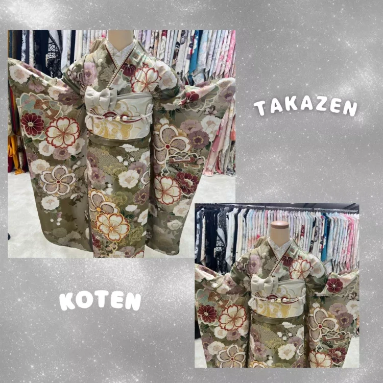 TAKAZEN神戸旧居留地店　成人式　振袖レンタル　カワイイ　イマドキ　大人っぽい　古典　抹茶色
