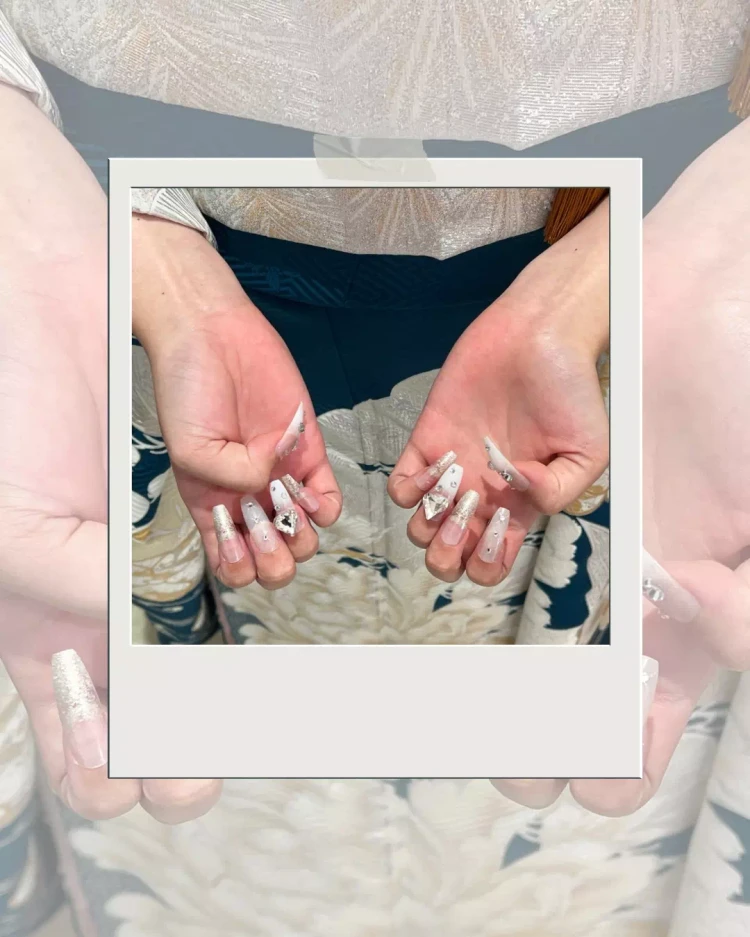 TAKAZEN神戸旧居留地店　成人式　振袖レンタル　成人式ネイル　カワイイ　イマドキ　ゴテゴテネイル　