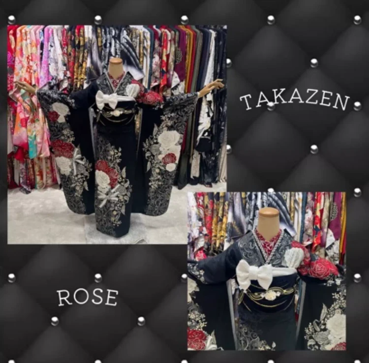 TAKAZEN神戸旧居留地店 成人式 振袖レンタル カワイイ イマドキ 黒キラキラ振袖 大人かわいい