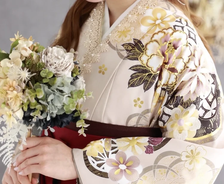 振袖レンタル 豪華レース付き重ね衿ネットレンタル(個性派洋風) 黒ベージュ/ 白グレー/ 白ベージュ 3種類