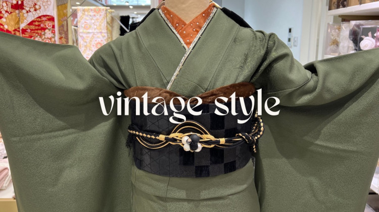 【TAKAZEN姫路店】♡22日 2027年成人式の方におすすめ!無地のカーキのお振袖のご紹介です♡