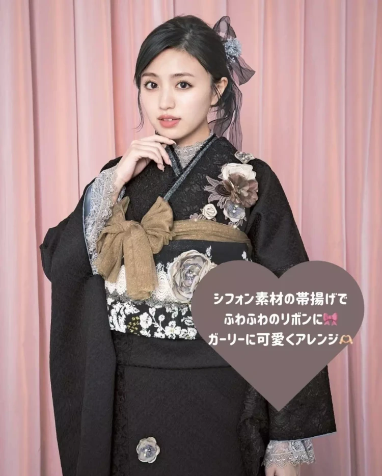 TAKAZEN姫路店　姫路市　成人式　卒業式　袴　振袖　イマドキ振袖　帯揚げアレンジ　帯揚リボン　花音