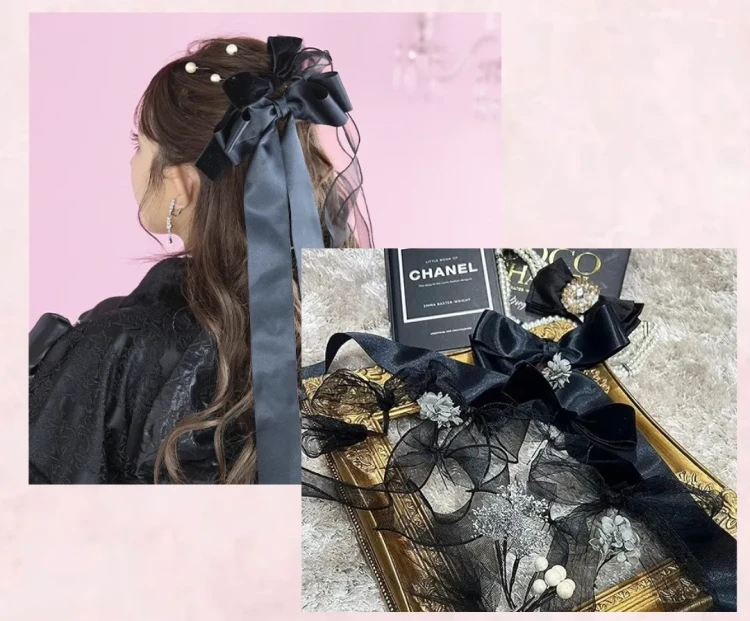 成人式　振袖レンタル　大阪　梅田　人気　髪飾り　かわいい　黒　オリジナル