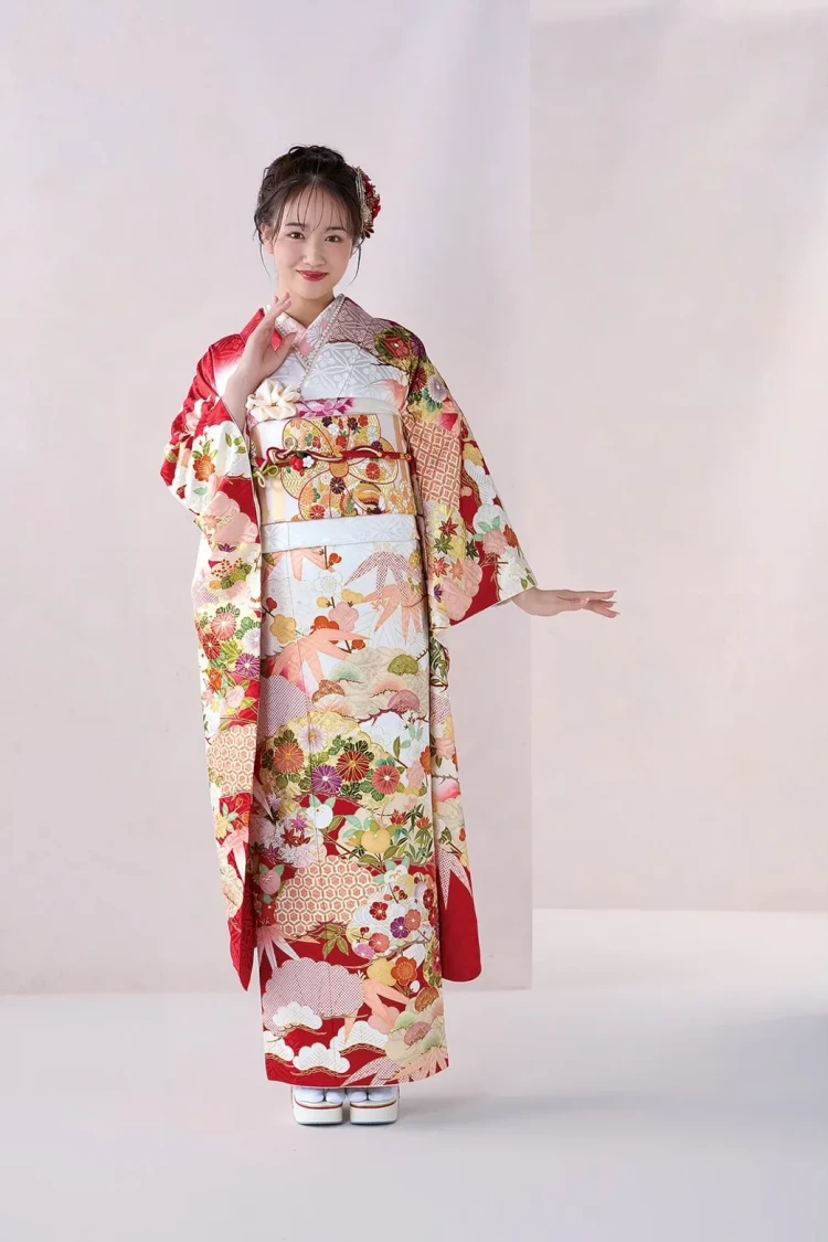 成人式　振袖　梅田　赤白