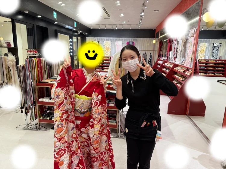 成人式　振袖　梅田　赤色