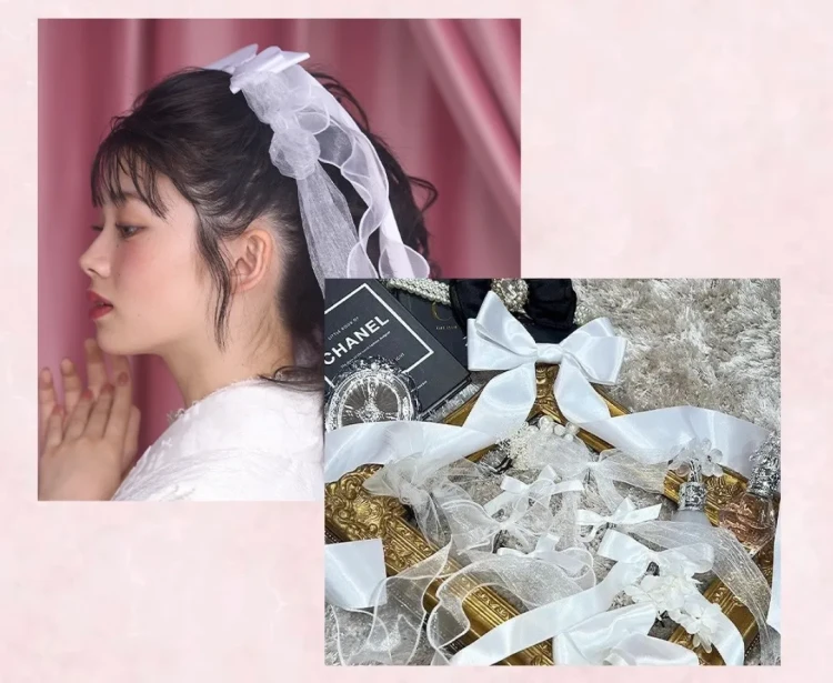 成人式　振袖レンタル　大阪　梅田　人気　髪飾り　かわいい　　白　オリジナル