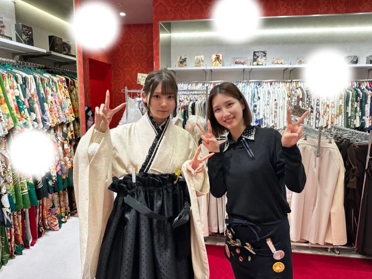 卒業式　袴　レンタル　ドレス袴　黒　可愛い